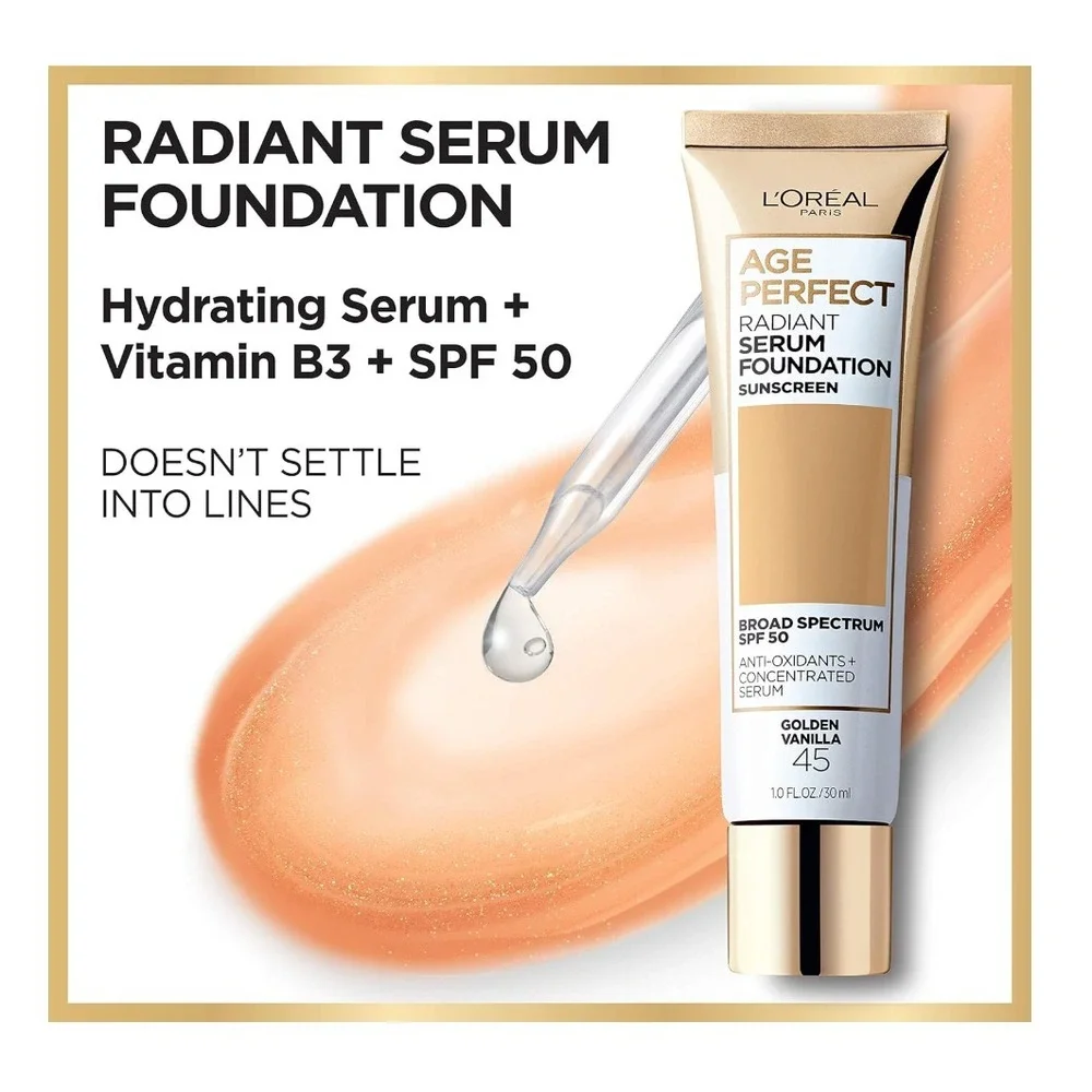 L'Oreal Age Perfect Radiant Serum Foundation SPF 50 Golden Vanilla 45 1oz